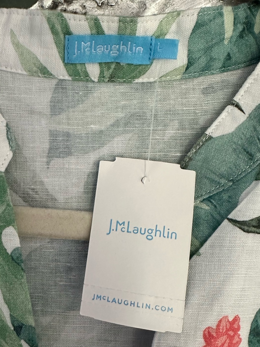 New J. McLaughlin Cunningham Green Tropical-Print V-Neck Maxi Dress Ruffle Hem L - Picture 6 of 9